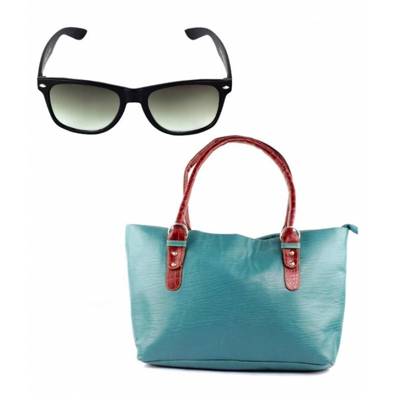 Seagreen Handbag + Black Wayfarers